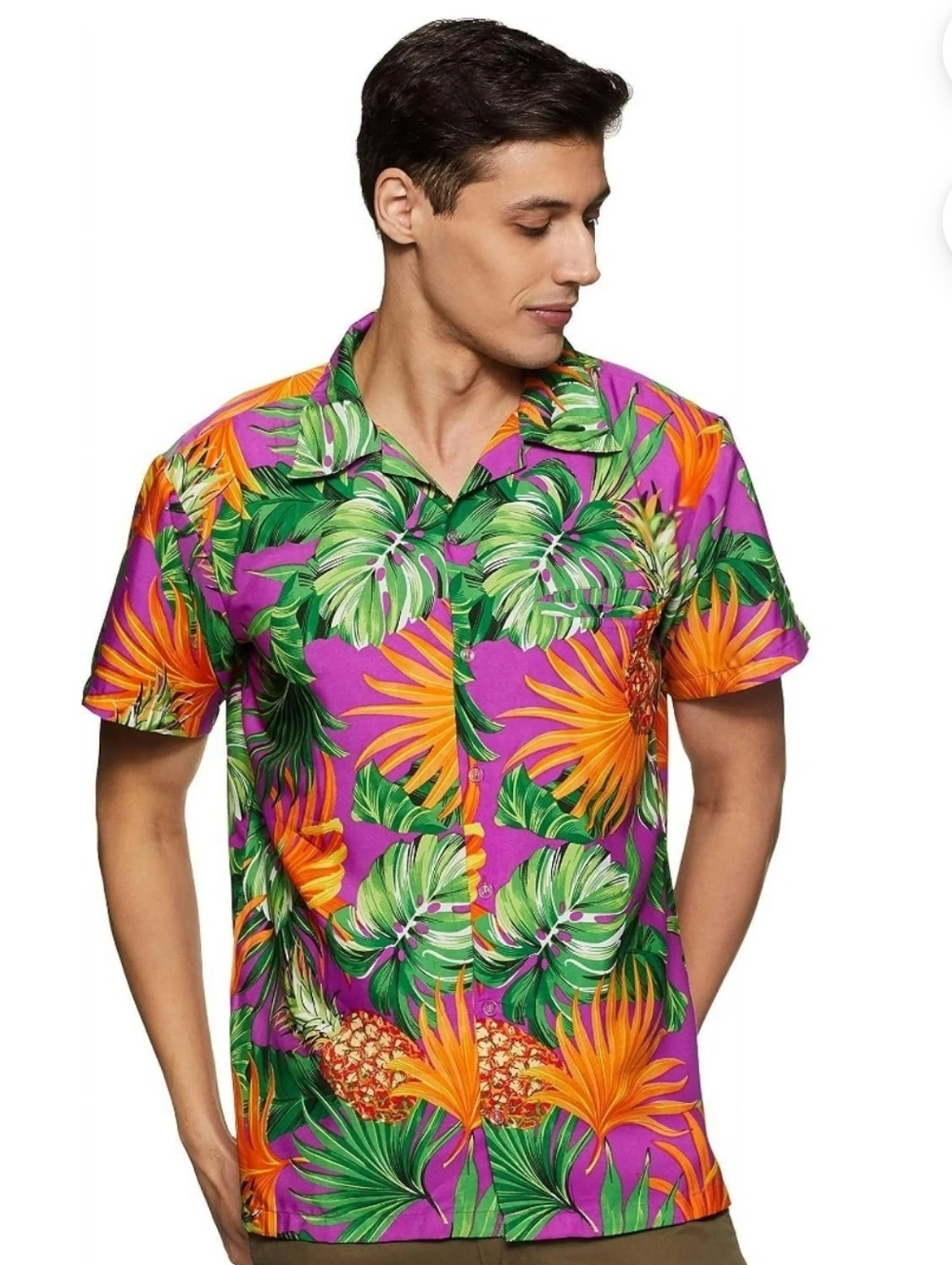 Men's Tropical Colorful Lightweight Pocket Button-Down Shirt - King Kameha - 14